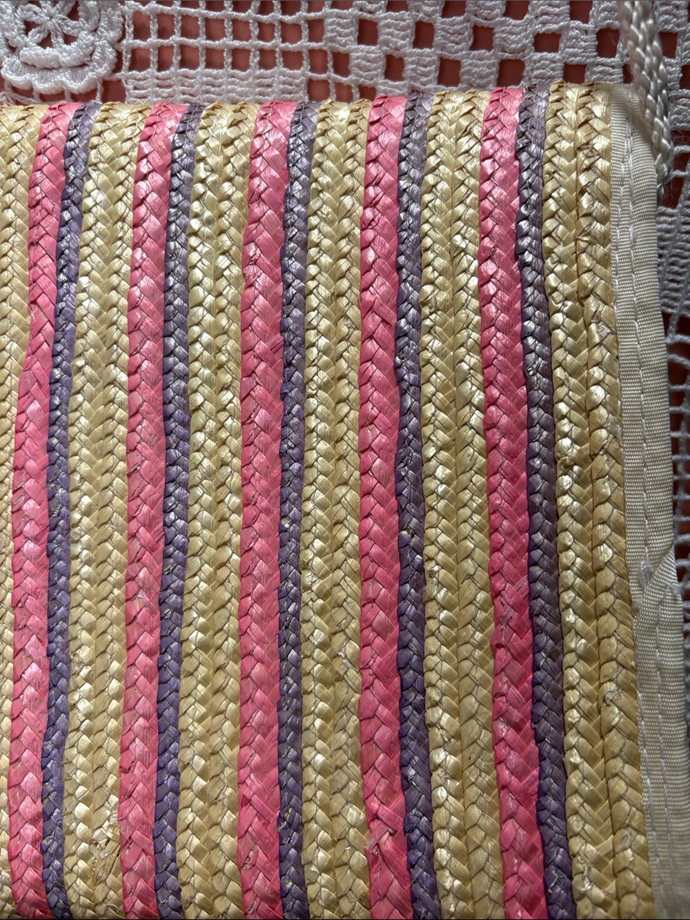 Striped Multicolor Straw Crossbody Clutch - Women Bags - Picture 7 of 8